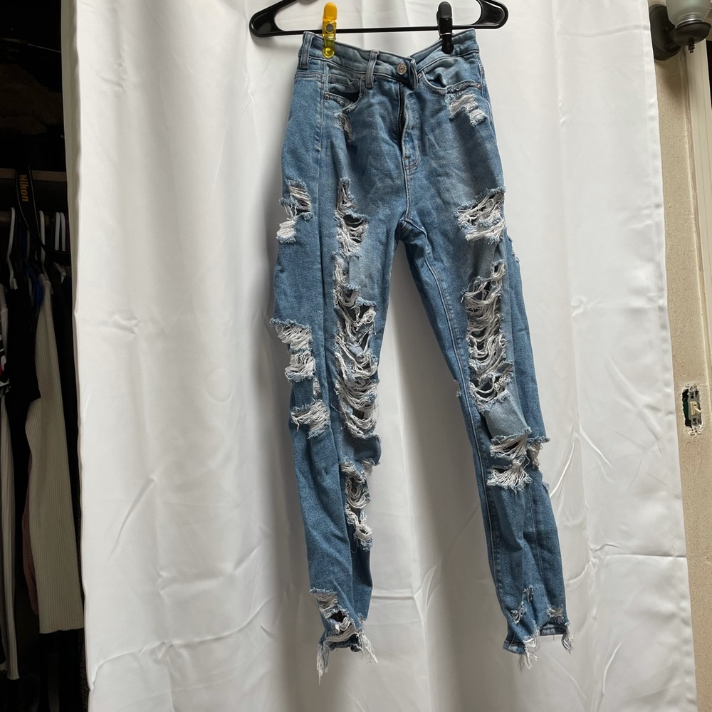 American eagle ripped up mom jeans